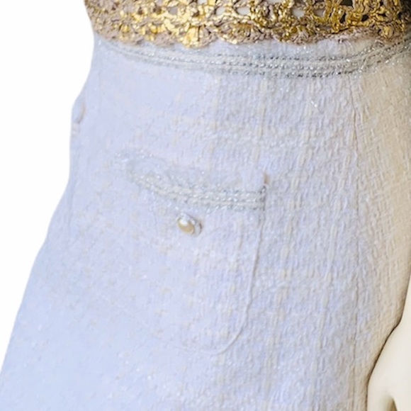 ❌SOLD❌Zara Cream Tweed Silver White Sparkle Skirt - Picture 7 of 8